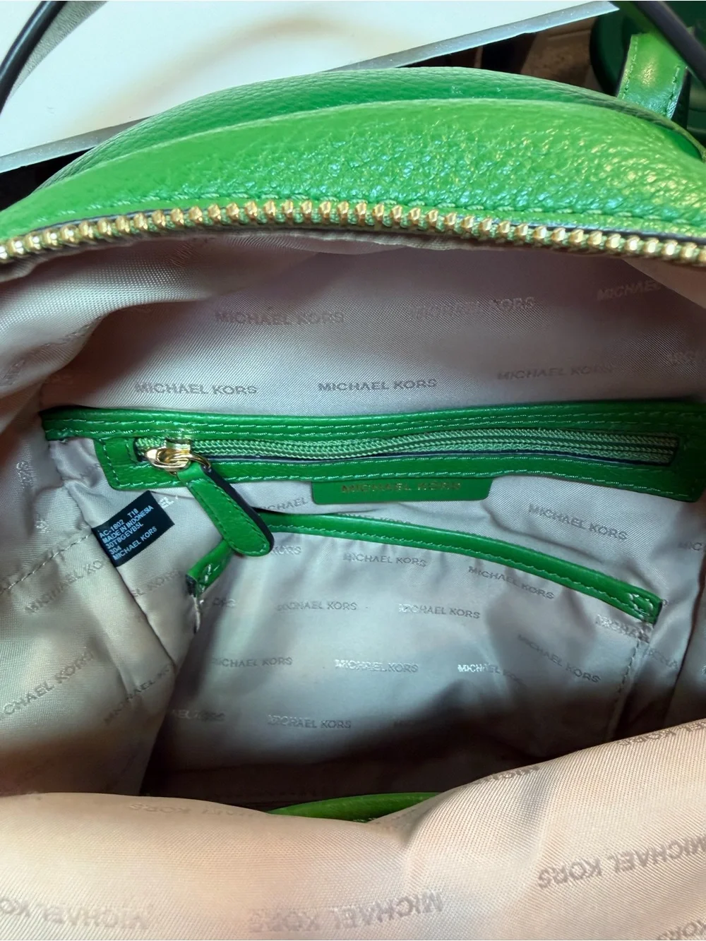 Michael Kors Jessa Small Pebbled Leather Convertible Green Backpack *Nice